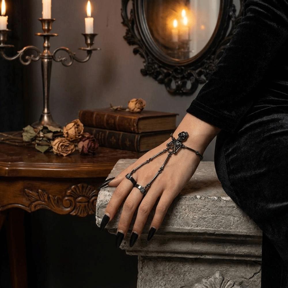 Zinc Zinc Alloy Material Skeleton Hand Bracelet Exaggerated Goth Punk Jewelry Unisex