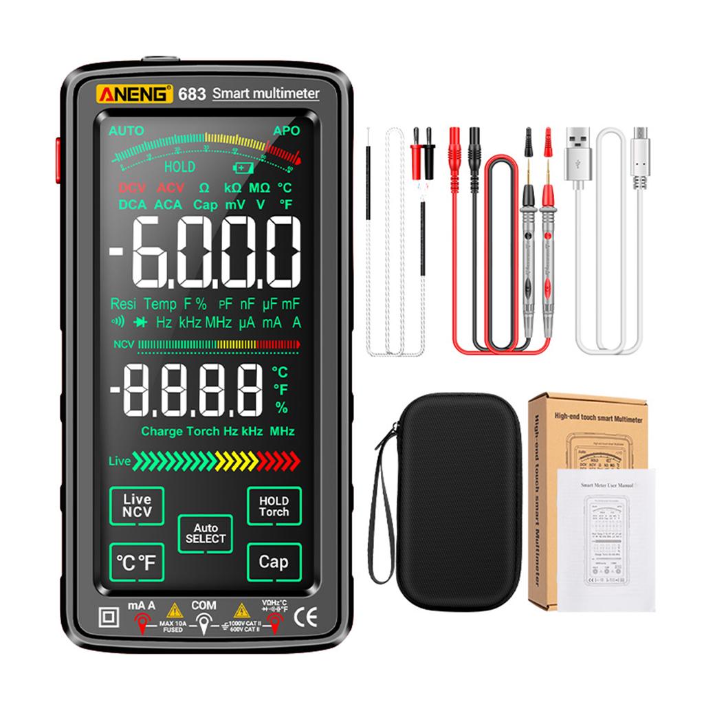 683 6000 Counts Large   Digital Multimeter Smart Anti-burn Rechargeable   Meter   Reverse Display NCV Tester with Flashlight