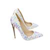 Colorful Sequin High Heels, 12CM Pointed Thin Heels, Shallow Cut Single Shoes, Banquet Shoes, Fashionable Women's Shoes, Plus Si