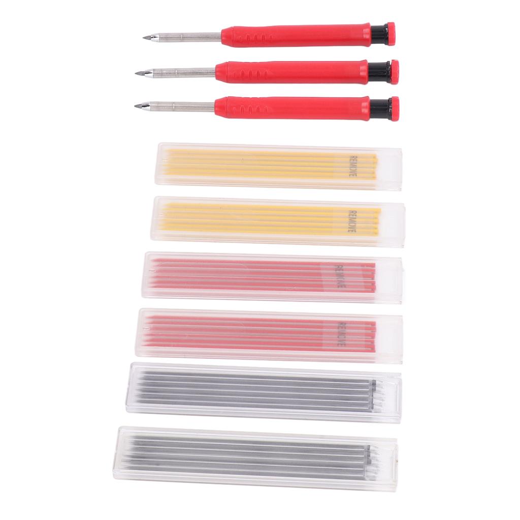 39Pcs Carpenter Pencil Marking Tool Set Kit with 3 Colours Refills for Woodworking