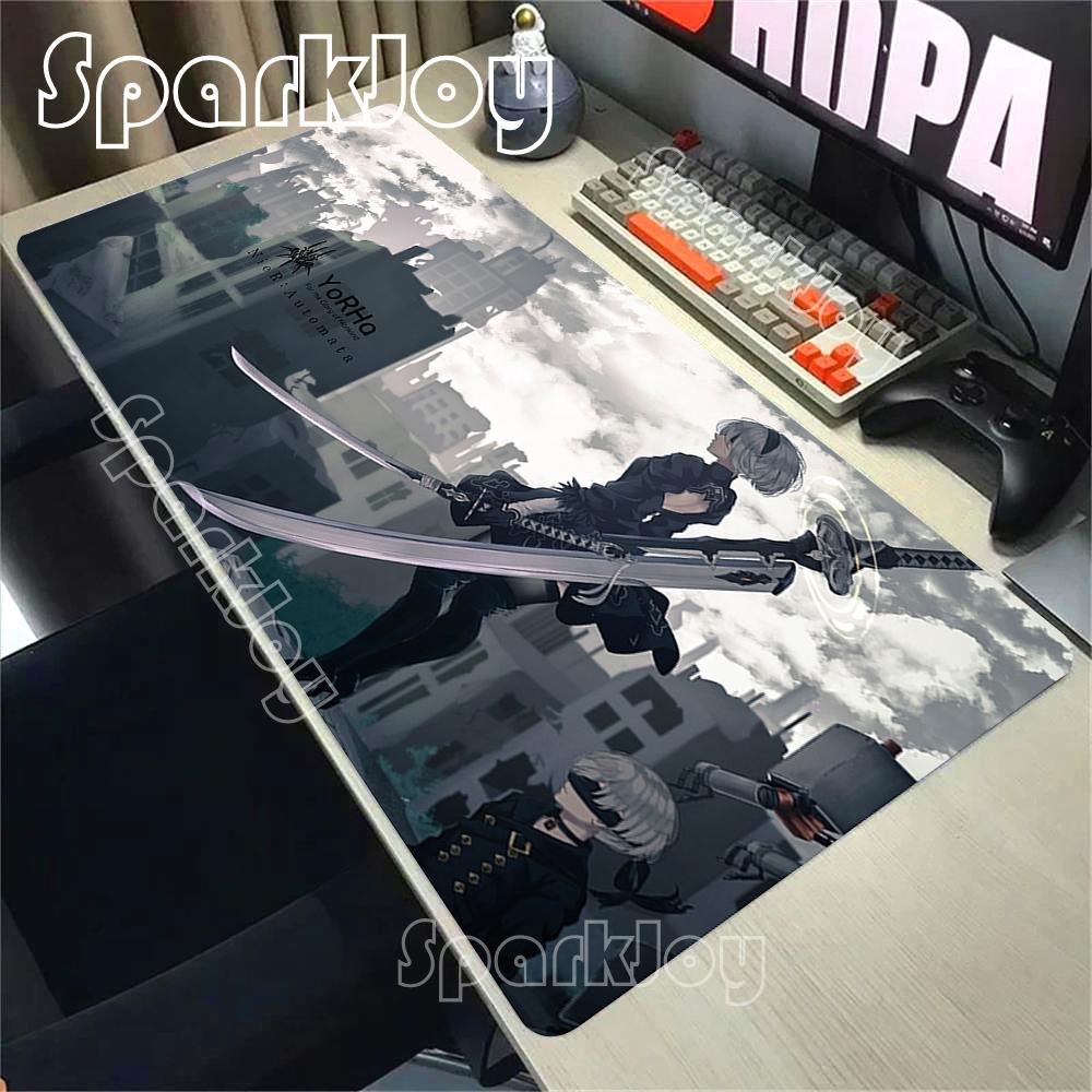 Anime Nier Automata 2b Mouse Pad Xxl Extended Gaming Desk Mat Kawaii Sexy Girl Laptop Keyboard Rug Black White Large Pc Mats