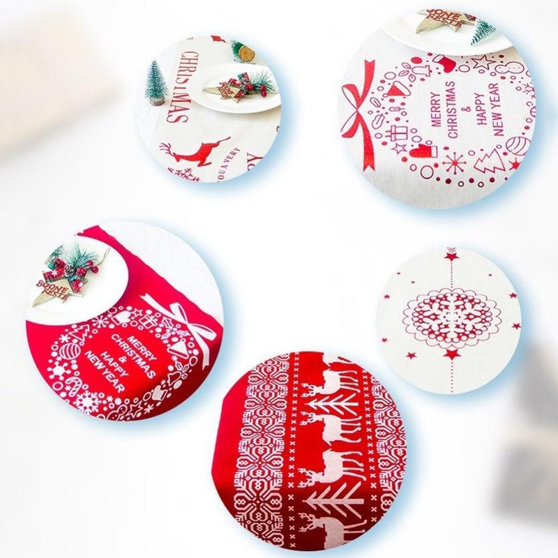 Рождественская льняная скатерть Рождественский флаг Домашняя вечеринка Декоративный гобелен с изображением лося Красный скатерть