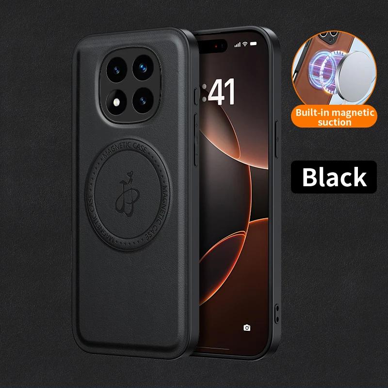 Магнитный чехол с беспроводной зарядкой для Xiaomi Redmi Note 14 Pro 5G 14 Pro+ Plus Защитная крышка PU кожа Жесткая задняя панель Coque