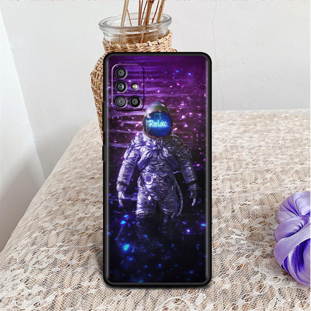 Чехол для Samsung Galaxy A52 A12 A51 A32 A71 A21s A22 A11 A02s A03 A23 A13 A53 A41 A31 A72, мягкий чехол для телефона, крутой одинокий космонавт