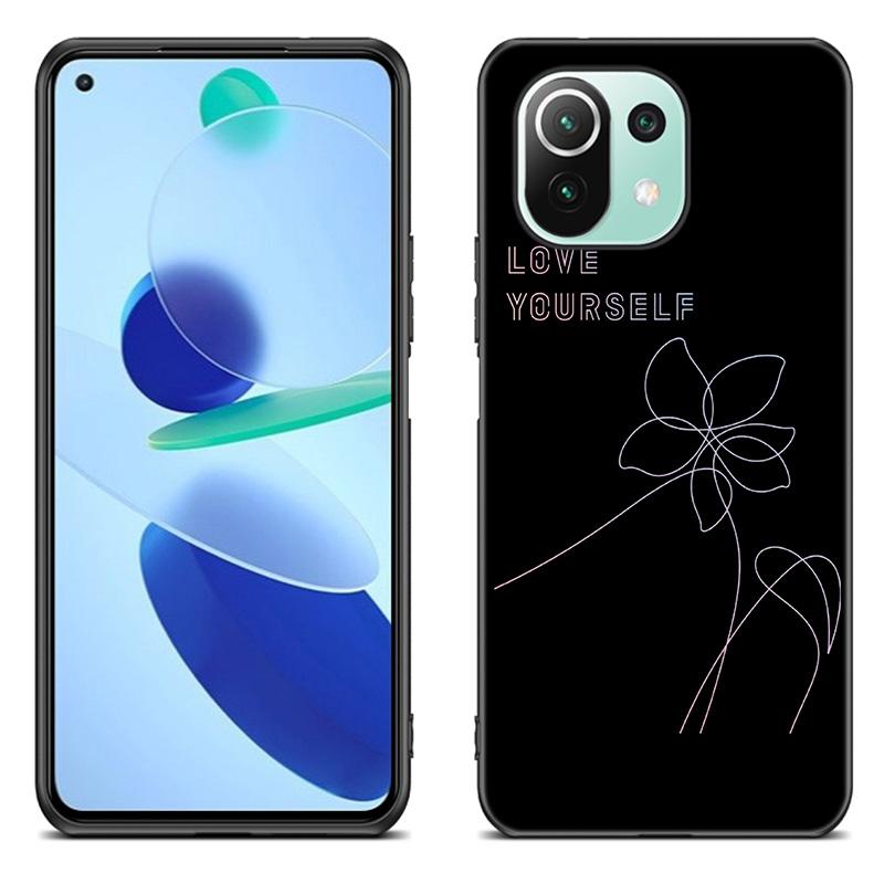 Чехол Love Yourself с цветком для Xiaomi Mi POCO X3 NFC F3 GT M3 11i 11 Ultra 10T Pro A2 11 Lite Redmi K40 K20 7 7A, черный мягкий чехол