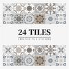 24PCS  Creative Kitchen Tile Stickers Waterproof Mandala Flowers Tile Paste Self-adhesive Wallpaper Bedroom Decoration Stickers