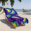 Abstract art with colorful wave patterns polyester microfiber beach towel is highly absorbent, suitable swimming beach outings