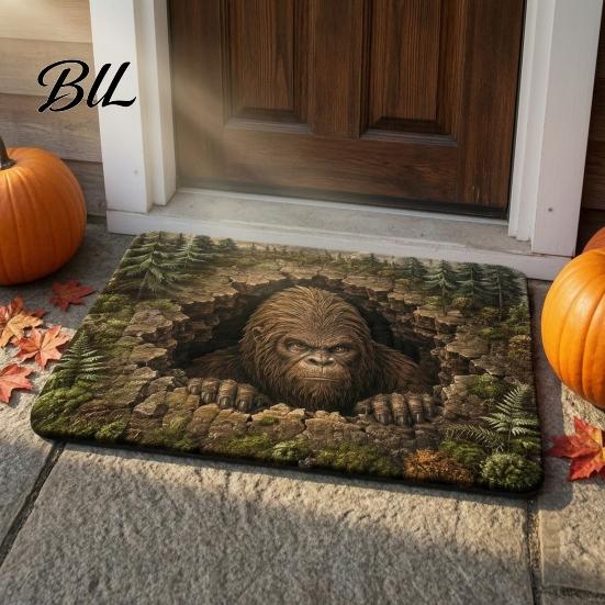 Non Slip Floor Mat 3D Spooky Halloween Rug, Scary Creature Optical Illusion 16" x Indoor Decor 24" Non-Slip Door for Living Room Entrance Carpet