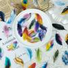 50 Pictures of Various Colorful Feather Graffiti Stickers Decorative Transparent Waterproof Pet Stickers