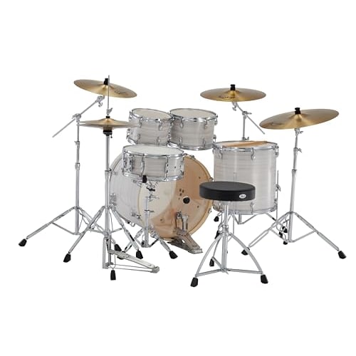 Pearl EXPORT Ready Set Go All-in-One Drum Set, 2-Crash Version, Slipstream White, EXX725SN/C-2CS #777