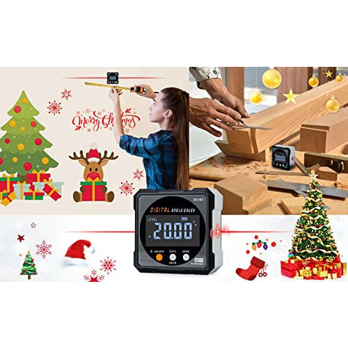 Digital Angle Finder, 4-side Magnetic Level Box with Laser, Precise Measurement Tool with Led Backlight For Hanging, Woodworking