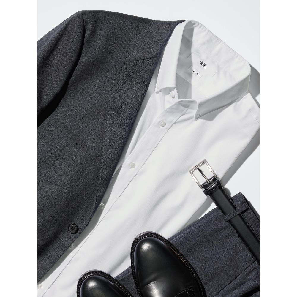 Uniqlo Япония Тонкая Оксфордская Рубашка Slim На Пуговицах Без Кармана