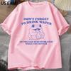 Stay Hydrated While You Suffer T-Shirt Vintage Style Funny Frog Graphic Tees Summer Cotton Short Sleeves T-shirts Oversized Tees