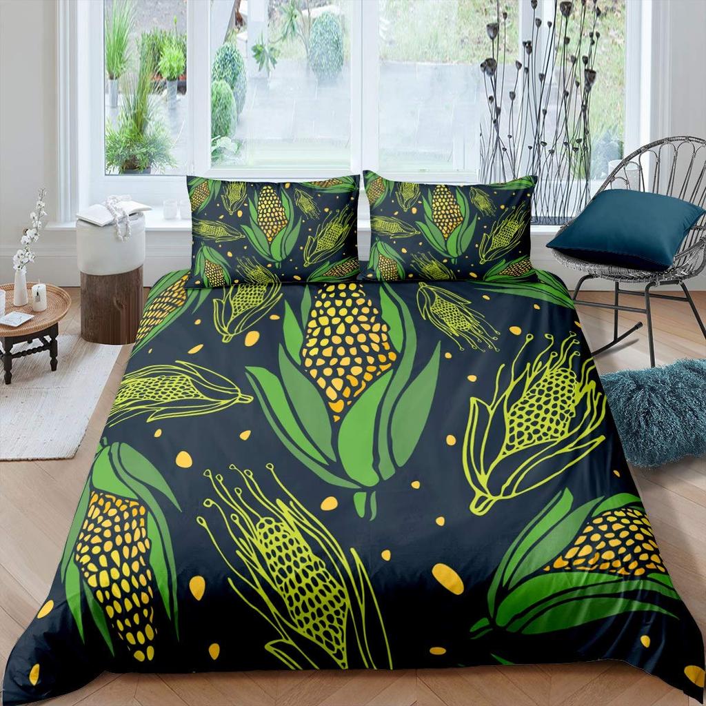 3D Комплект постельного белья с кукурузой 3 предмета для детей, мальчиков, девочек, наволочка с принтом акварельной кукурузы, ботанический полиэстеровый комплект пододеяльника