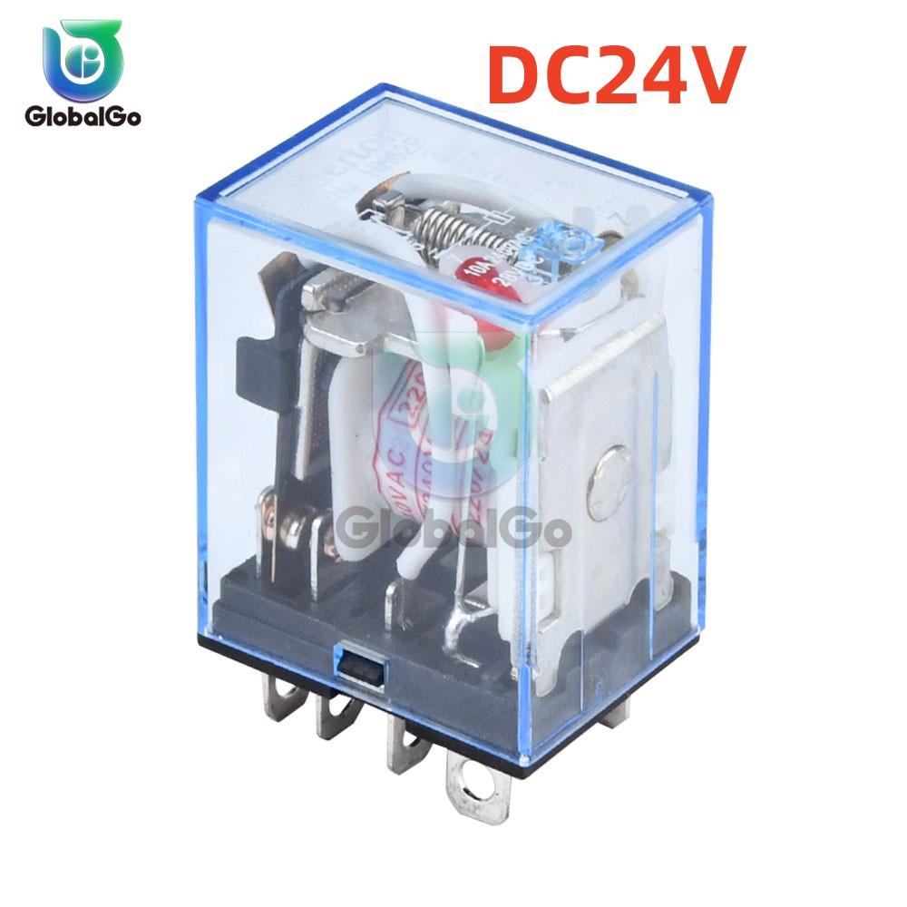 Реле питания с катушкой AC 220V DC 12V 24V 10A 8PIN, Электронный мини-электромагнитный релейный модуль DPDT LY2NJ, База для розетки