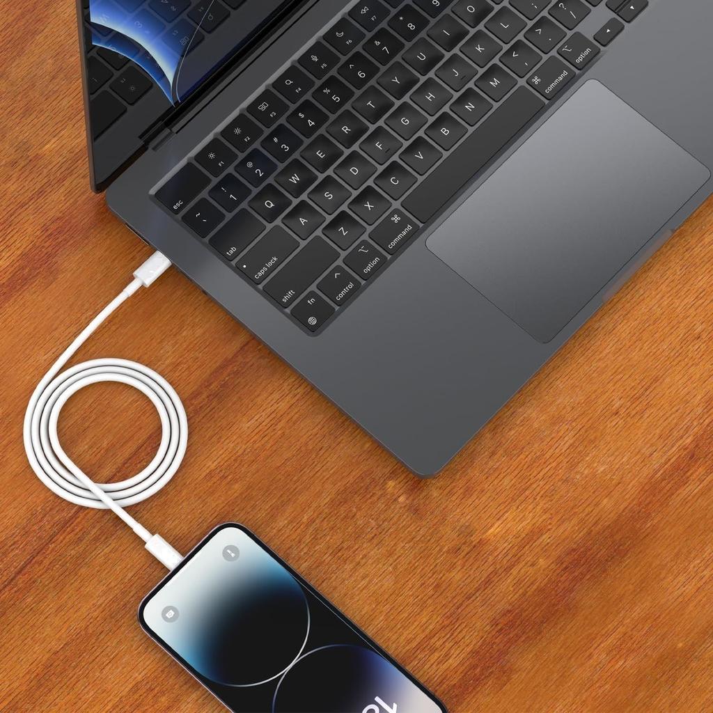 Кабель TPE Type-C - Lightning | Быстрая зарядка 30 Вт, Скорость передачи данных 480 Мбит/с | Совместим с iPhone, iPad Air, Pro, Mini, iPad | 1 метр (белый)