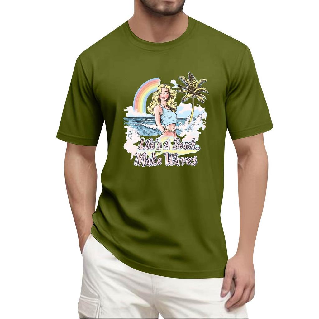 Мужская рубашка с воротником-стойкой и коротким рукавом, свободная рубашка для отдыха и отдыха, мужская