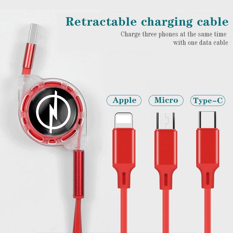 AAAYT1 Car Quick Charger Micro USB Type-C 3-in-1 Fast Charging Cable For Opel Astra Grandland Corsa Mokka Frontera Insignia Zafira