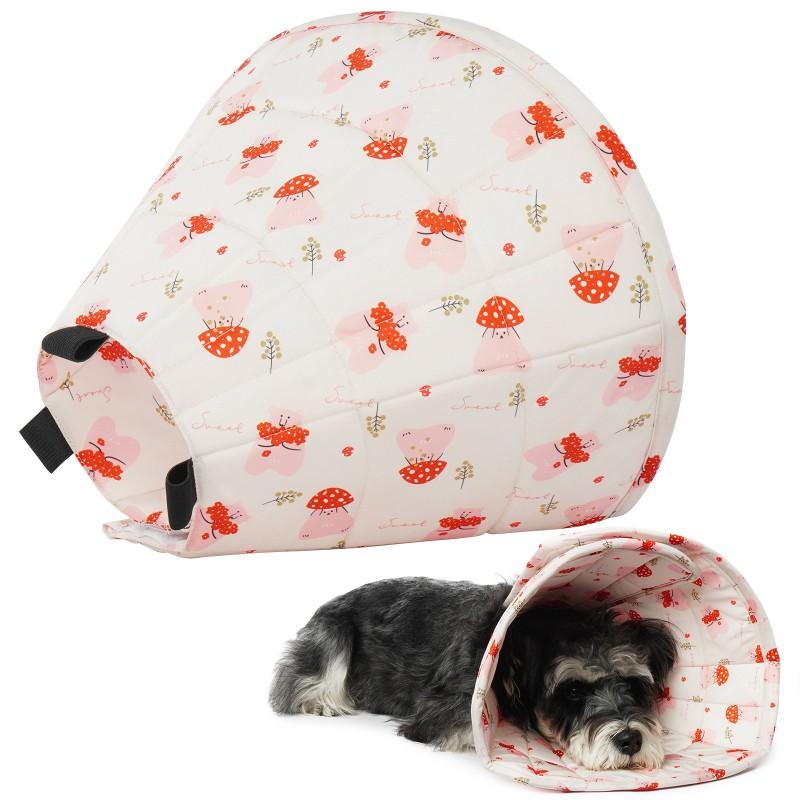 Pet Recovery Collar Cats Dogs Anti-Lick Bite Protection Elizabethan Cone Floral White PP Material S Size British