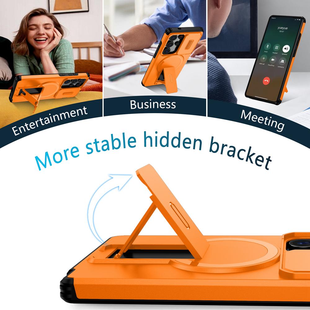 KEYSION Противоударный магнитный чехол для Samsung Galaxy S24 S25 Ultra S25+ S24 FE со сдвижной защитой камеры, подставкой и поддержкой беспроводной зарядки