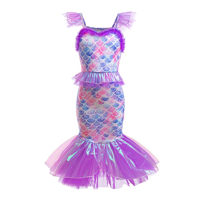 Платье принцессы Эльзы с градиентом 2025 года - пышная газовая юбка с рукавами-фонариками для девочек