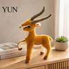 Realistic Wildlife Figurine Plush Tibetan Antelope Doll, Posable Stuffed Toy, Cute Animal with Long Horns Cuddly Animal, Collectible Gift for