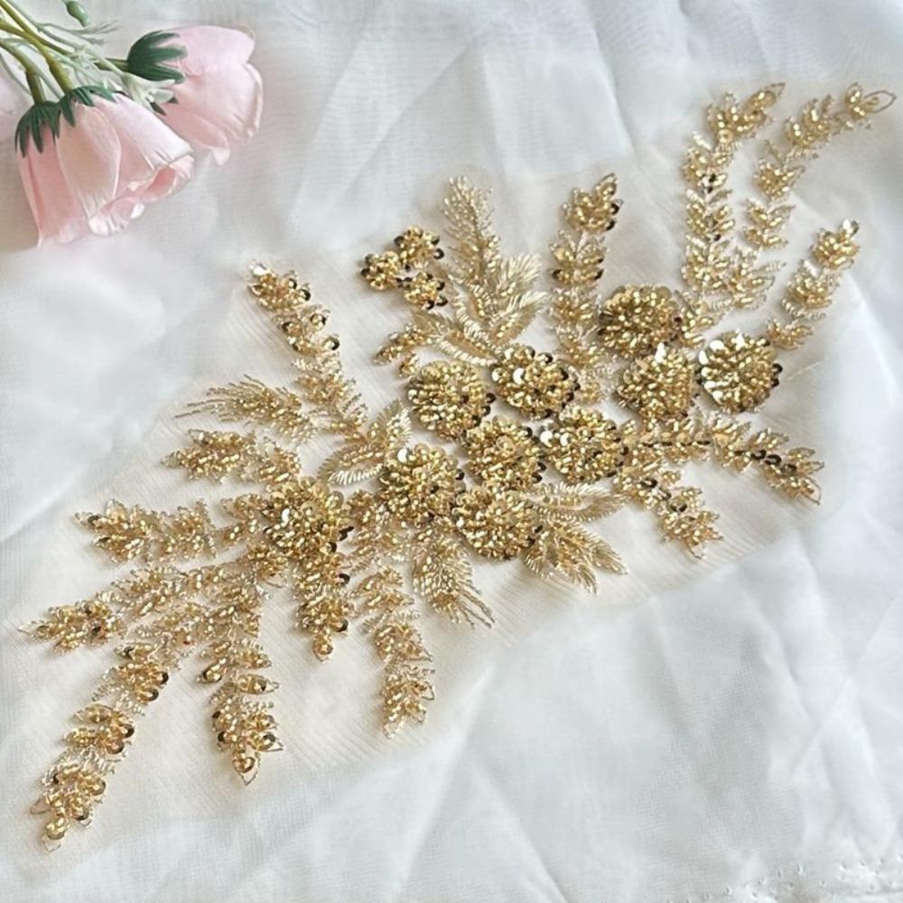 Вышивка пайетками Вышитые цветочные нашивки DIY Кружевные аппликации Нашивки с пайетками Платья