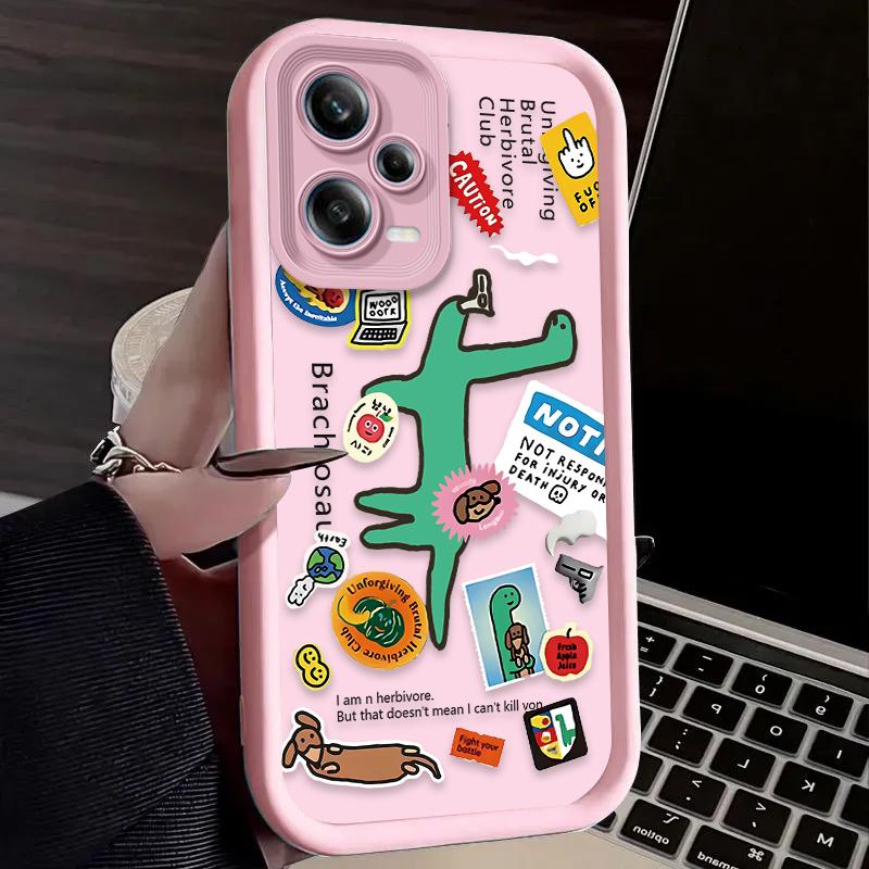 Cartoon Dinosaur Phone Case For Xiaomi Redmi Note 14 14S 12 11 Pro Plus 5G 12S 11S 10S 10 9 Redmi 14C 13C 12C 12 4G A3 A3X Cover