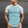 Men's Retro T-shirt Summer Men's 3D Striped Printed Short Sleeved Top
