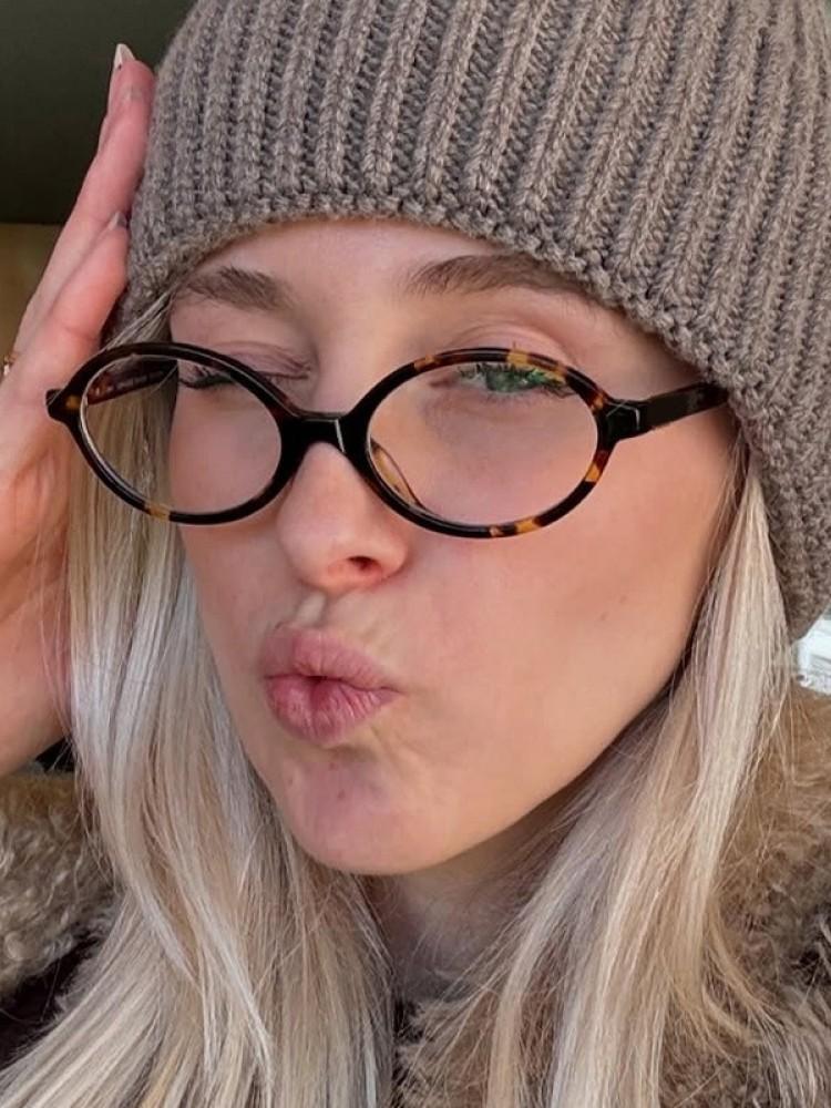 Dark Red Small Frame Glass Frame Retro Oval Glasses Eyewear Decorative Computer Anti-Blue Round Eyeglasses For Female