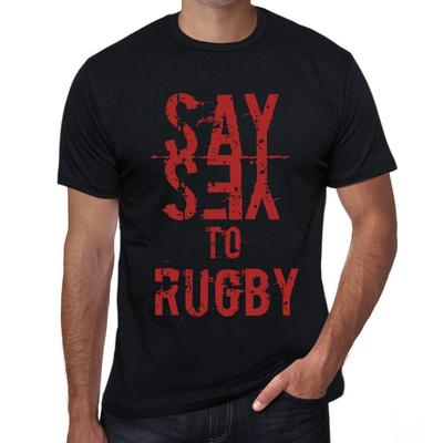 Мужская винтажная футболка с графическим принтом Say Yes to Rugby Deep Black