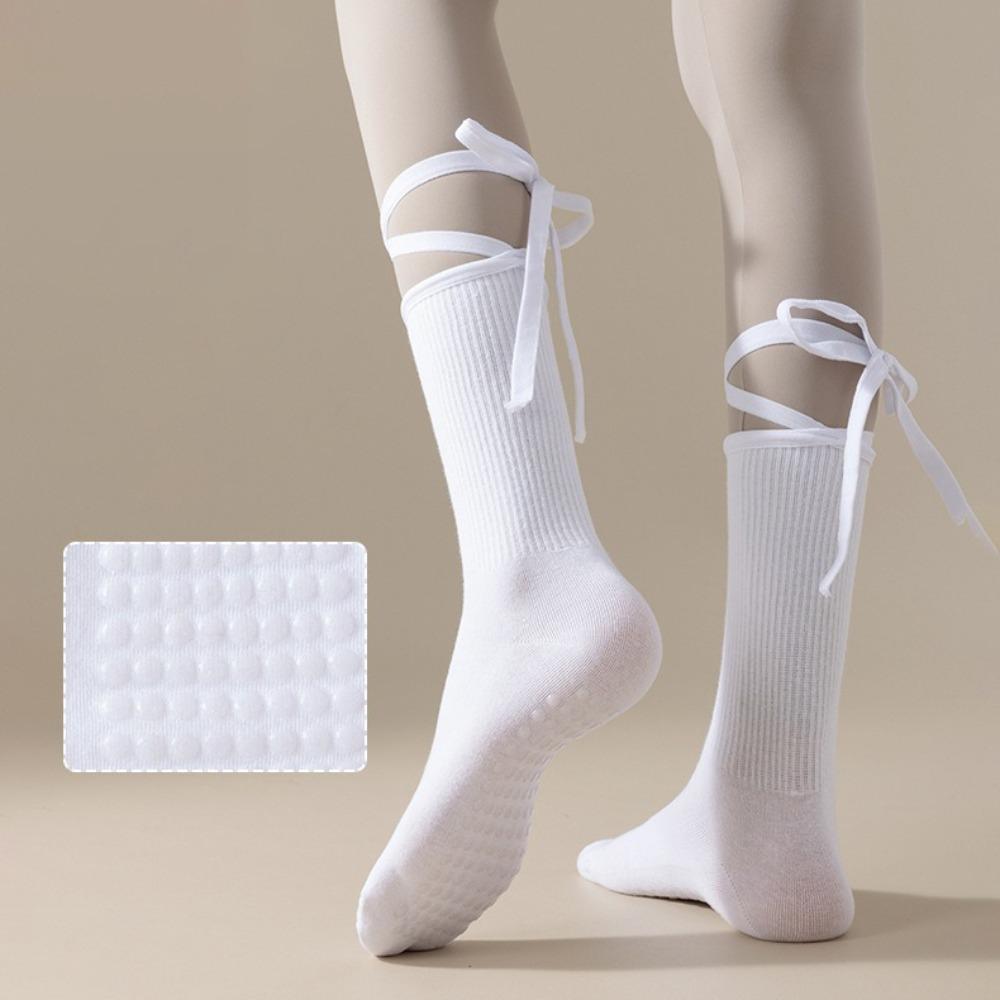 Lace-up Yoga Socks Candy Color Mid-calf Socks New Dance Socks Women