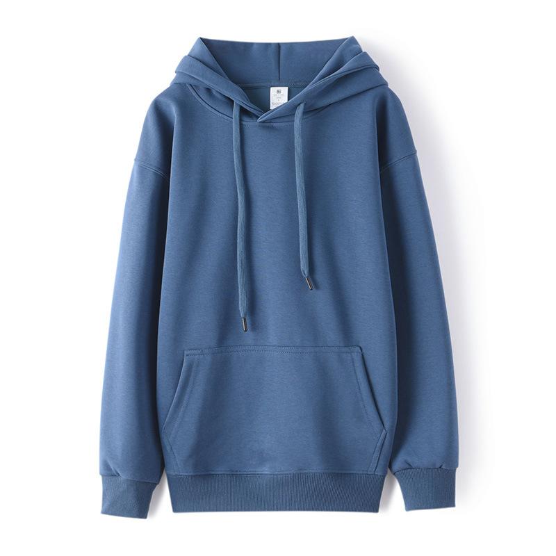 Unisex Loose Fit Solid Color Hooded Pullover Sweatshirt Autumn Winter