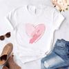 2025 Summer Women T Shirt Red Pink Heart Print Female Aesthetic Ladies Cute Tee Top Graphic T Shirts