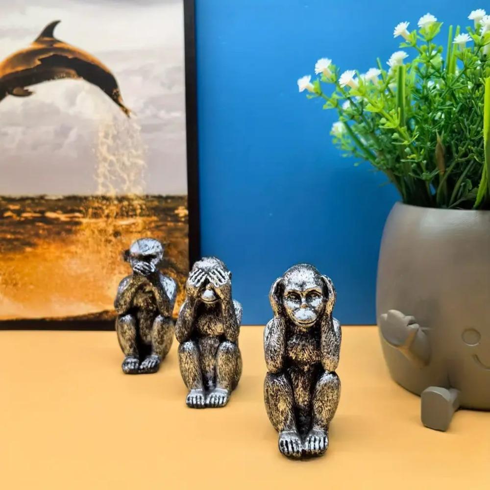 Полимерная причудливая фигурка «Три мудрые обезьяны», реалистичная, фестивальная, ручной работы, коллекционная