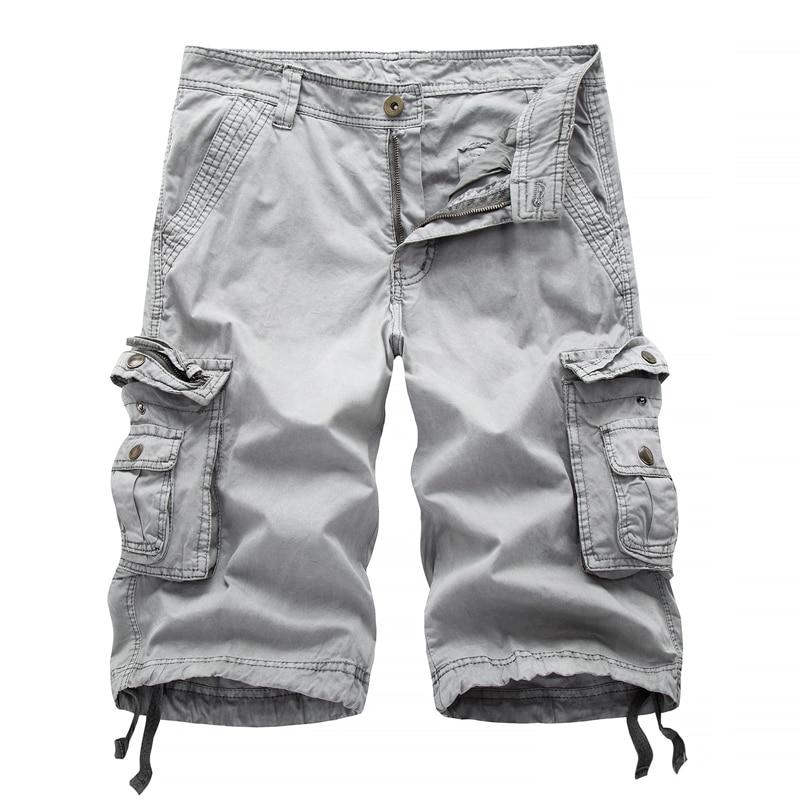 2024 Casual Shorts Men Summer Military Mens Cargo Shorts Fanshion Multi Pocket Cargo Shorts Men Cotton Solid Knee Length Straight