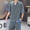 Men's Summer Thin Sportswear Short Sleeve + Long Pants 2 Piece Set