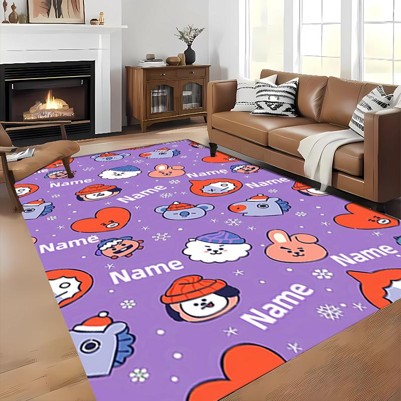Custom personalization BT21 logo Area Rug - Perfect For Kitchen, Bathroom,Laundry Room Decor Large Size Available,Gift All Seasons