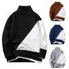 Fashion Casual Long Sleeve Color Contrast Round Neck Men'S Sweater Loose Pullover