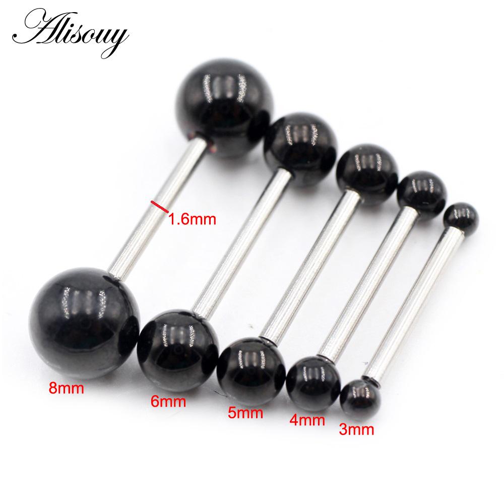 Alisouy 1PC нержавеющая сталь язык штанга пирсинг нить унисекс лабрет губы кольца бар трагус спирали серьги гвоздик украшения для тела