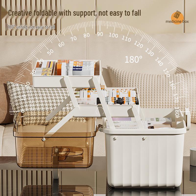 Портативный многослойный ящик для лекарств - Большая вместимость для хранения аптечки первой помощи для домашнего использования