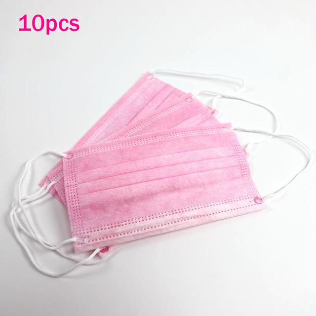 3-layer Pink Mask Face Mouth Masks Non Woven Disposable Anti-dust Masks Earloops Masks