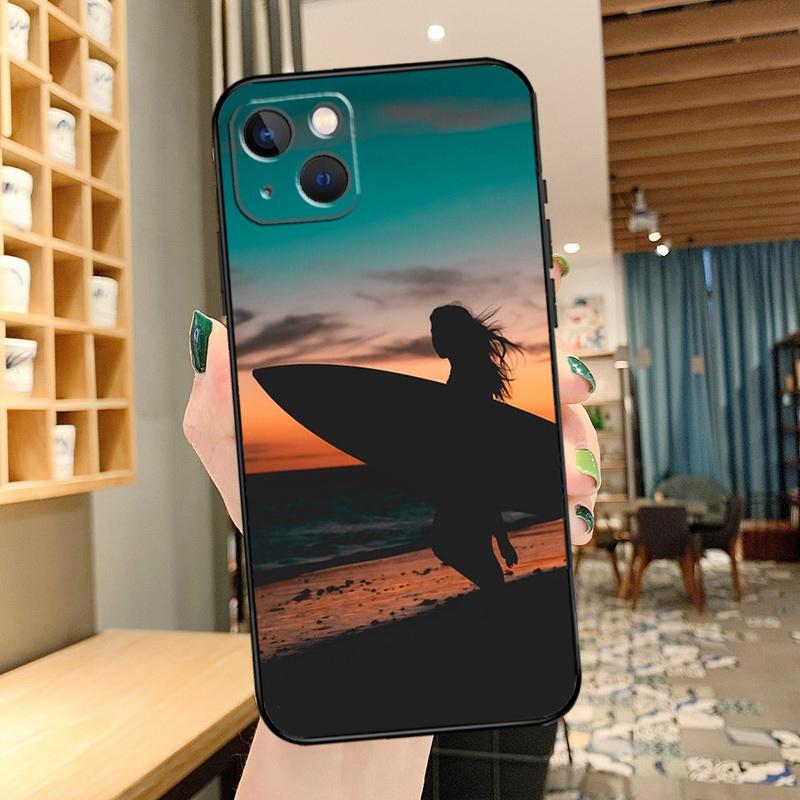 Surfing Art Surf Girl Phone Case For iPhone 16 17 Pro Max 15 14 13 11 12 Pro Max mini 15 16 Plus 16e 17 Air Cover