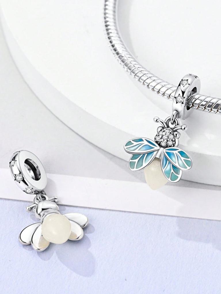 Синий светлячок Разноцветные бабочки Бусины Шарм Медное покрытие Подходит для шармов Медь Оригинальный браслет Для изготовления украшений DIY Шарм