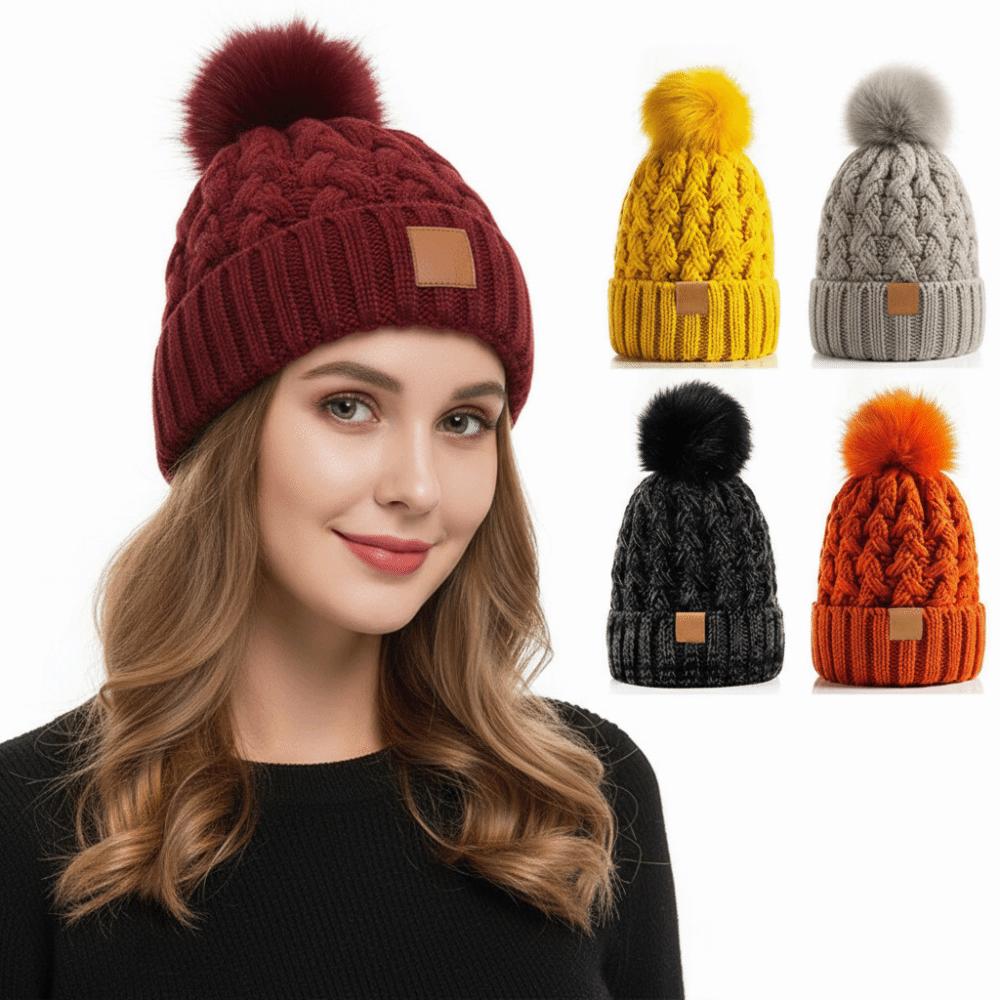Thicken Knit Beanie Hat Twist Knitting Slouchy Warm Cap Warm Women Winter Hat Outdoors