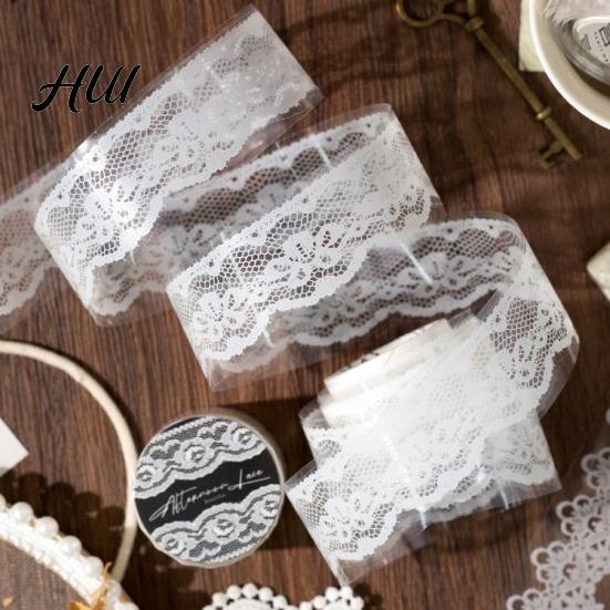 Transparent Lace Tape Pattern PET Tapes, Floral Arts Decorative Washi Tape, Frame Adhesive Masking Tapes for DIY Craft, Scrapbook, Journaling,