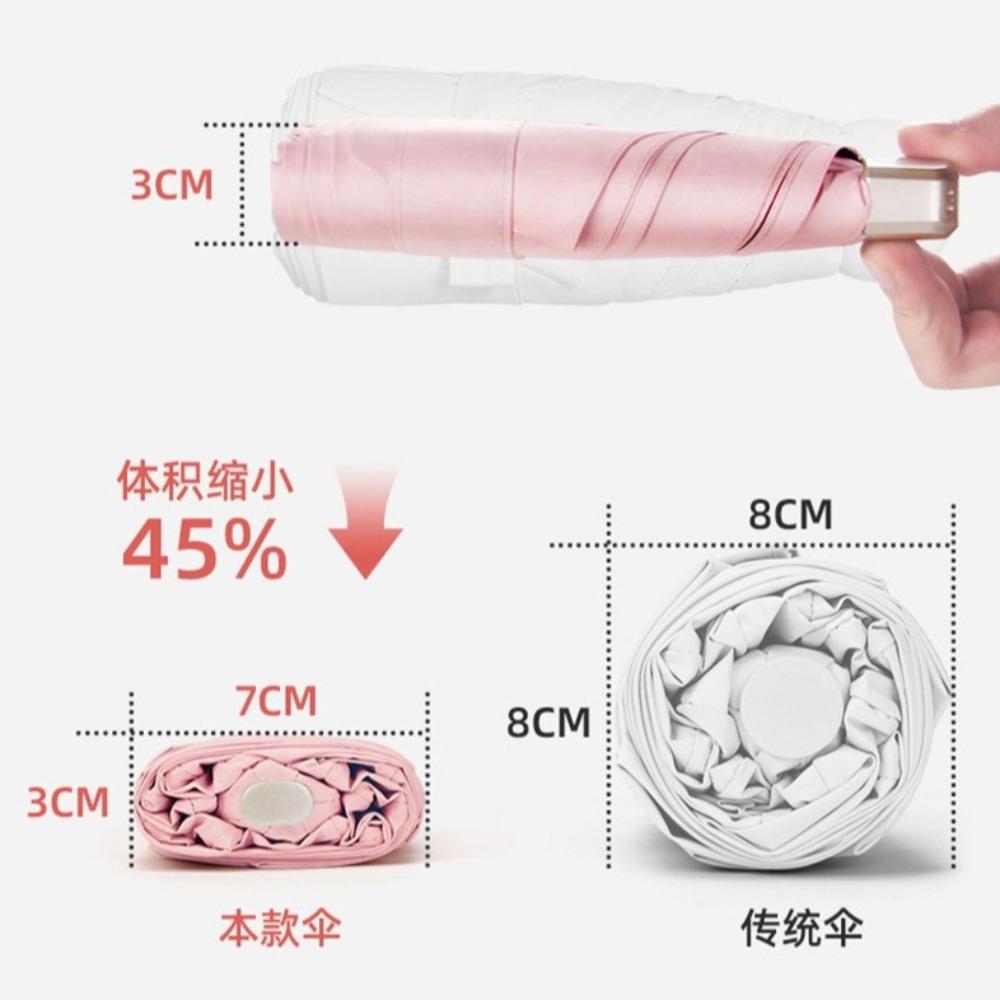 1Pc Five-folding Mini Sun Umbrella Pocket Rain Umbrella Vinyl Folding UV Ultraviolet Protection Sun Shade Pocket Parasol Capsule