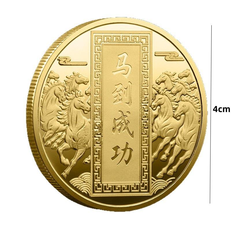 40 мм Памятная медаль Зодиака Лошадь Год Лошади День рождения Маленький подарок Металлические изделия Сувенир для мероприятия Монета для украшения
