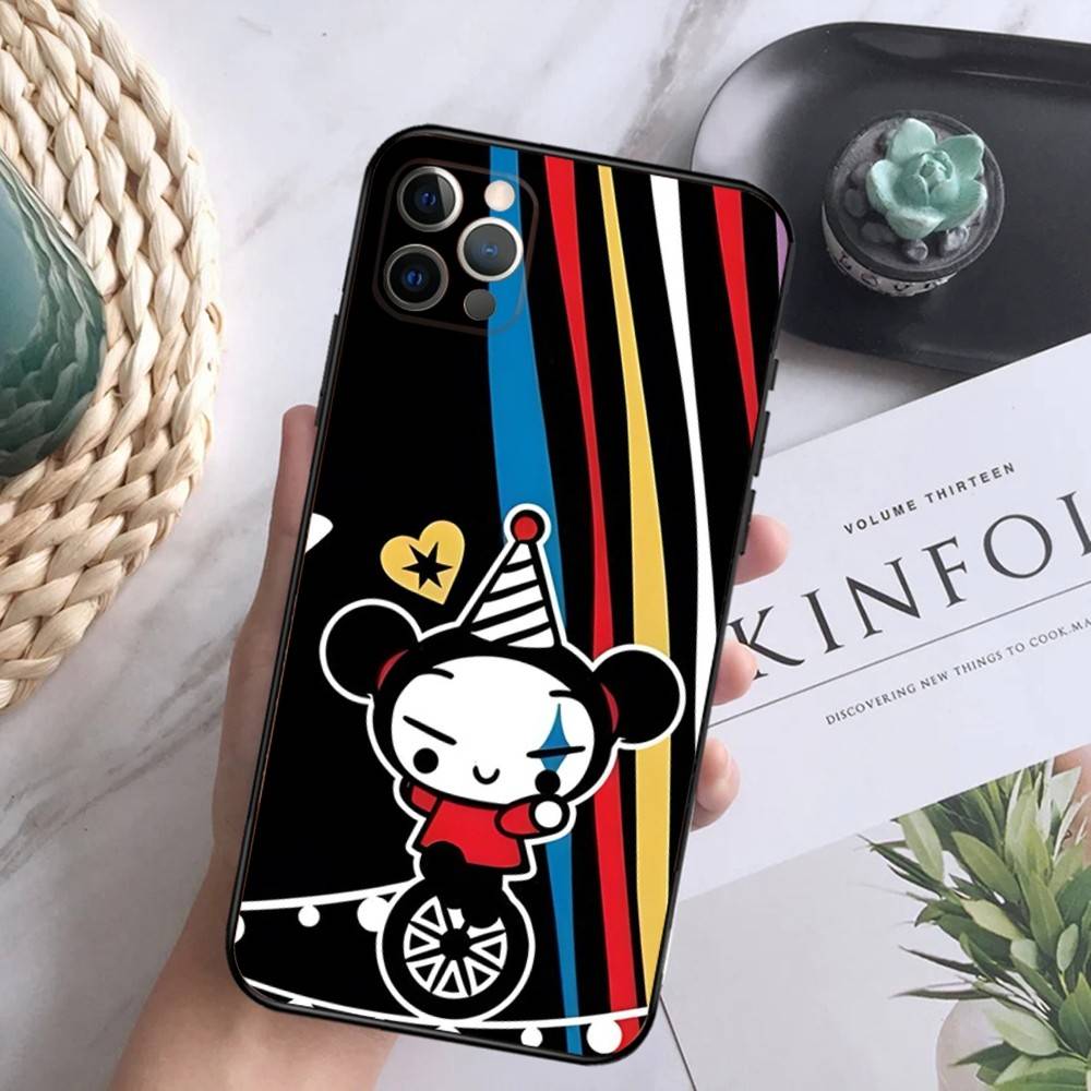 Cartoon P-Pucca Phone Case For iPhone 16,15,14,13,12 Mini 11 Pro XR,X,XS,MAX 7,8 Plus Silicone Cover Soft Black