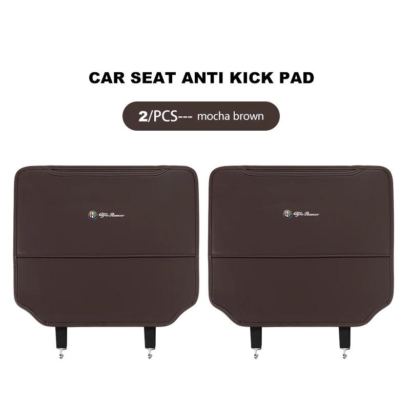 2pcs Car Seat Back Anti Kick Dirty Pad Leather Protector Mat For Alfa Romeo 159 Giulietta Giulia 147 Mito 156 159 166 GT Stelvio vs2